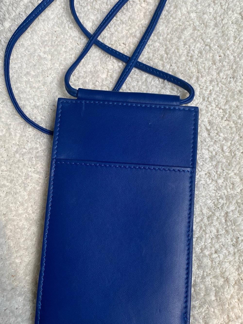 Giorgio Armani Cobalt Blue Leather Card & Phone Sleeve with Gold Logo - Picture 2 of 7